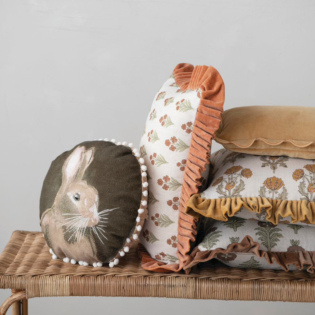 Botanical Velvet Ruffle Pillow