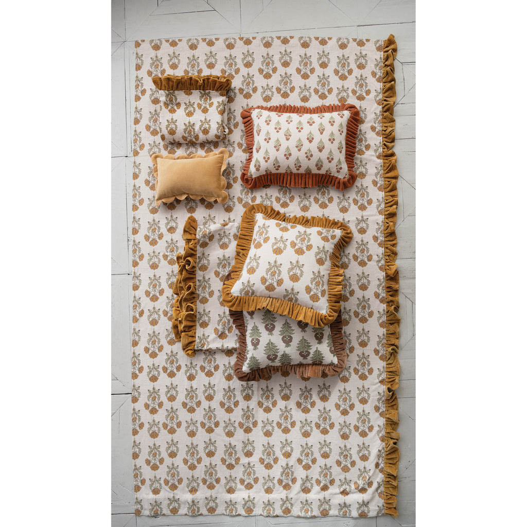 Botanical Velvet Ruffle Pillow
