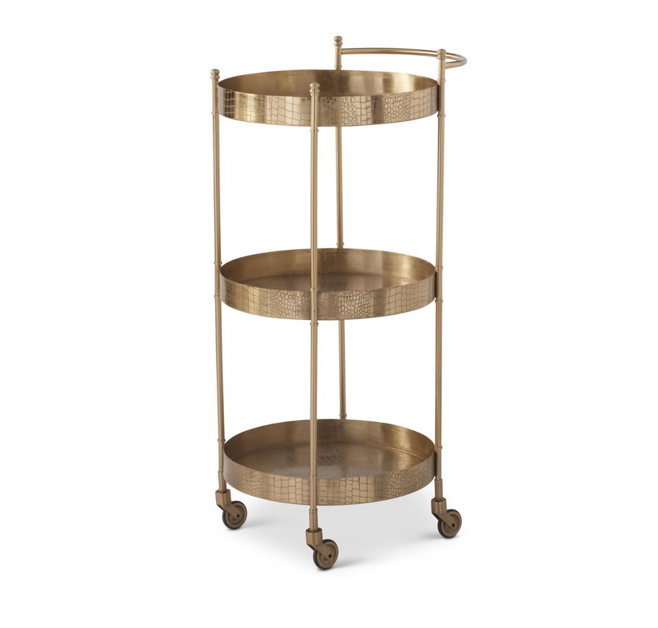 Embossed Gold Three-Tier Serving Trolley