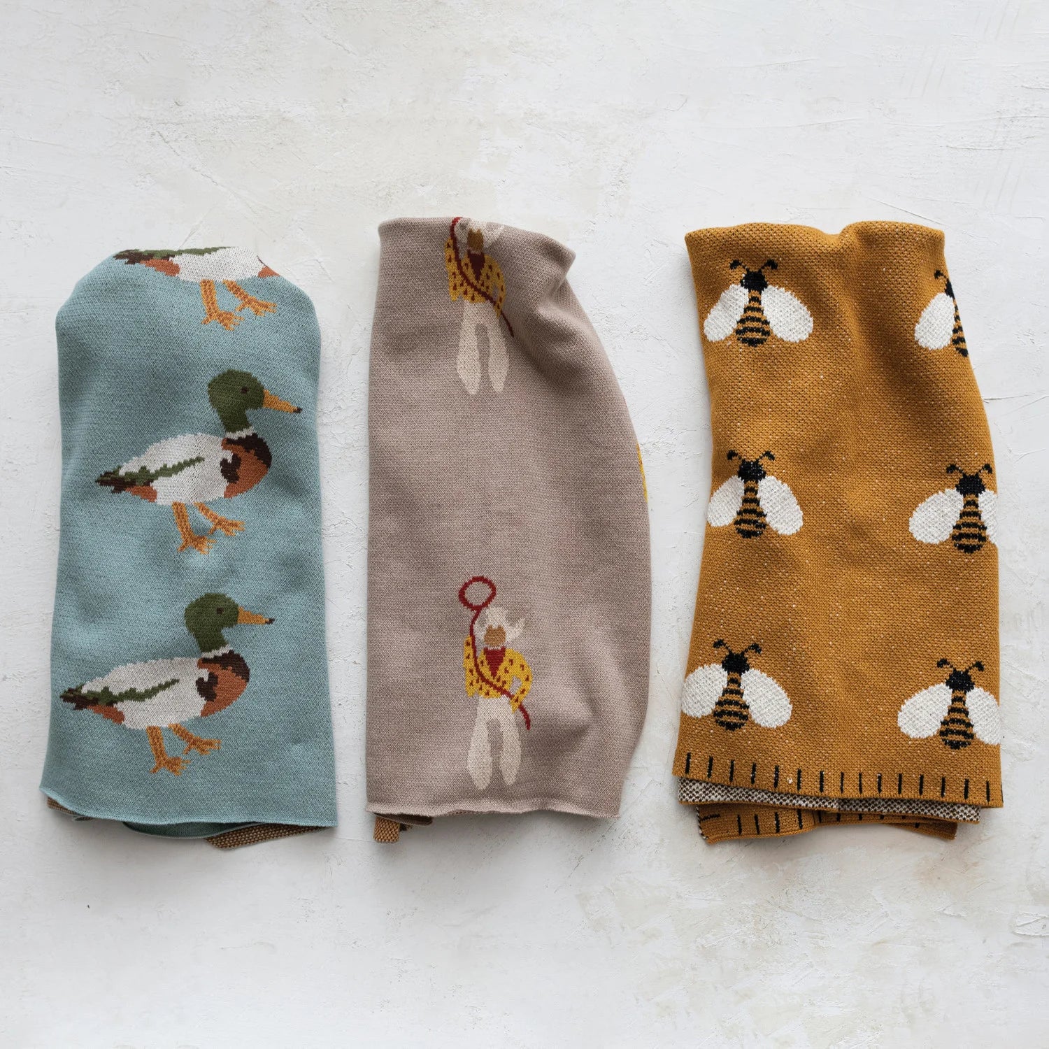 Cotton Knit Baby Blanket | Ducks
