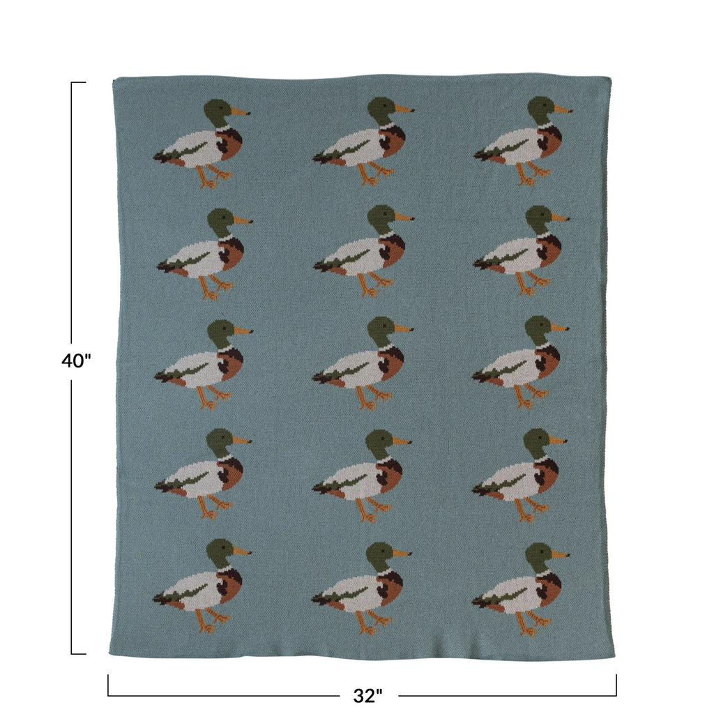 Cotton Knit Baby Blanket | Ducks