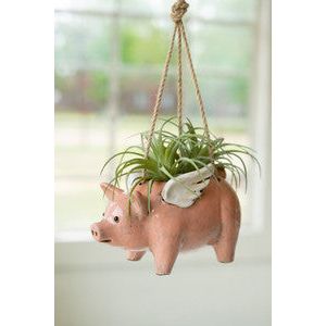 Ceramic Hanging Flying Pig Planter