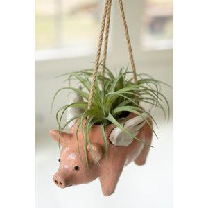 Ceramic Hanging Flying Pig Planter