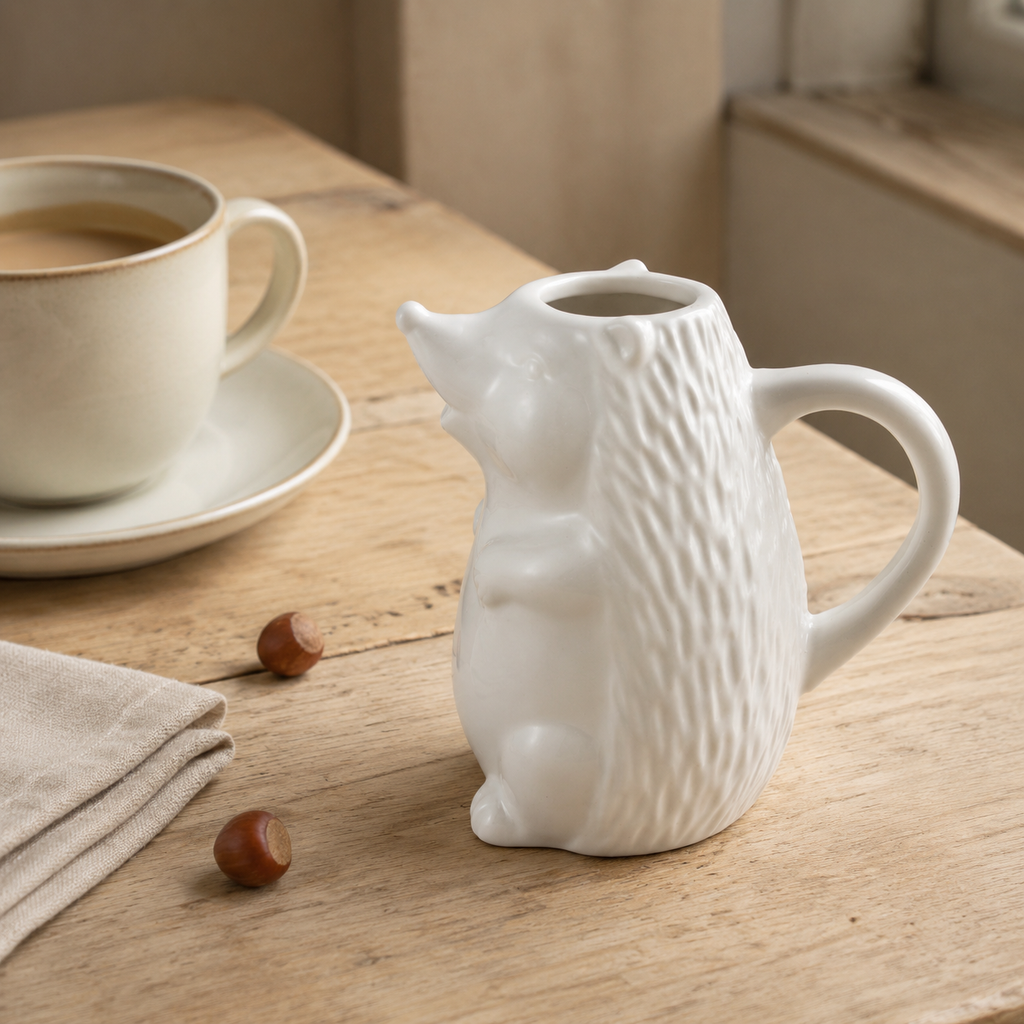 White Ceramic Hedgehog Creamer