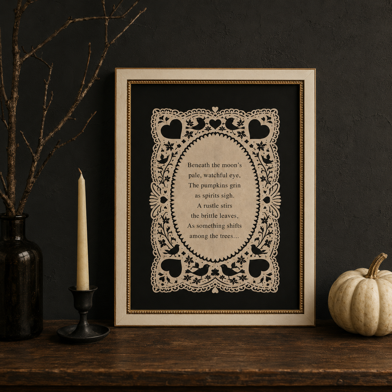 Beneath the Moon Framed Halloween Poem