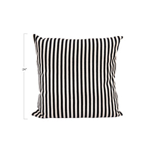 Black Striped Square Cotton Woven Pillow