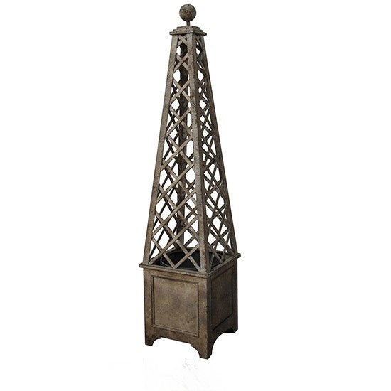 Aged Metal Trellis Planter