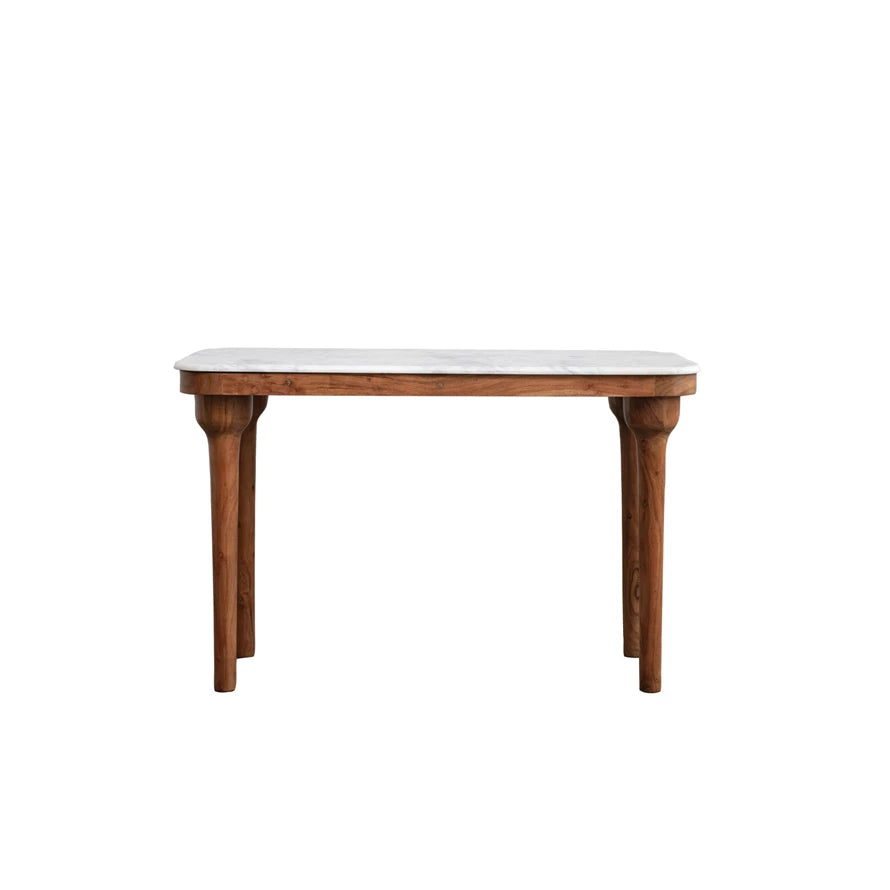 Wood Console Table w/Marble Top