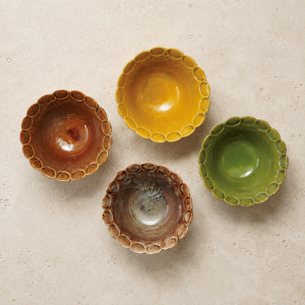 Debossed Botanical Stoneware Bowl