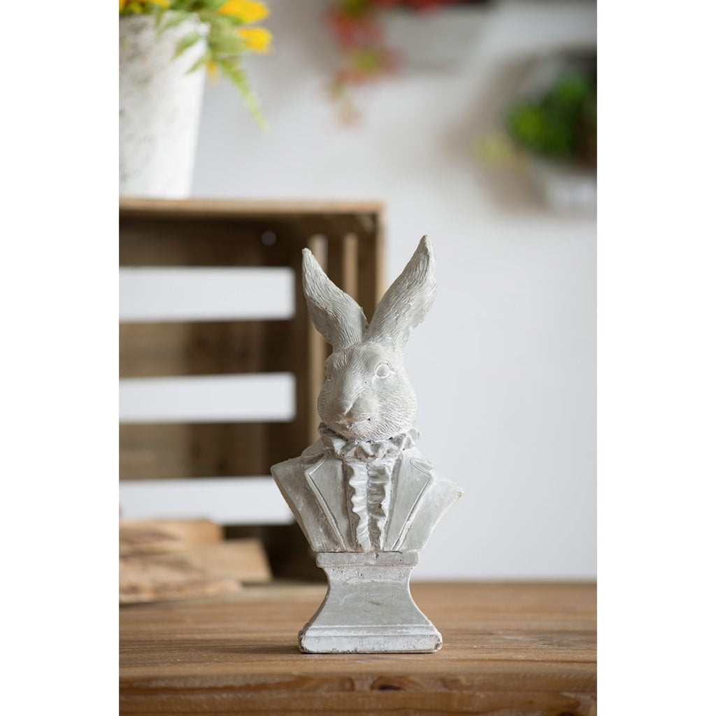Gray Cement Rabbit Bust