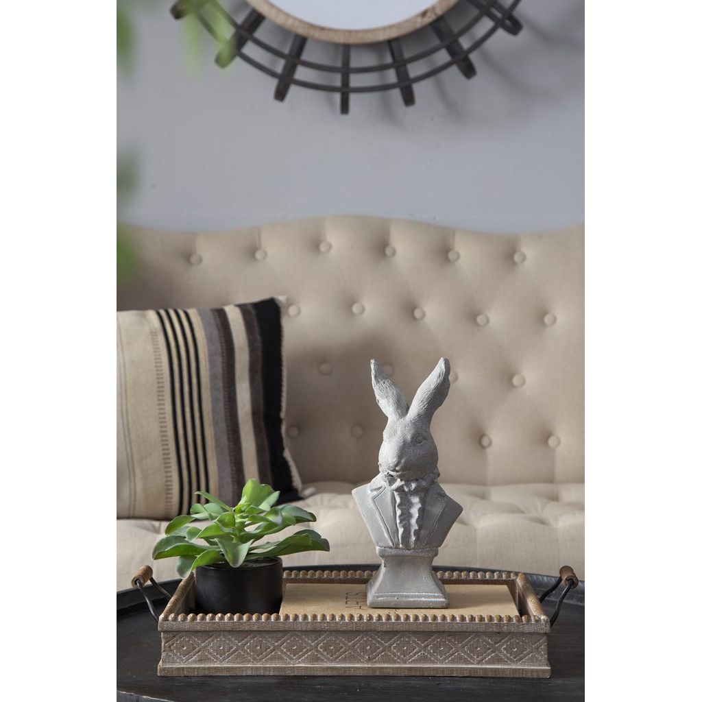 Gray Cement Rabbit Bust