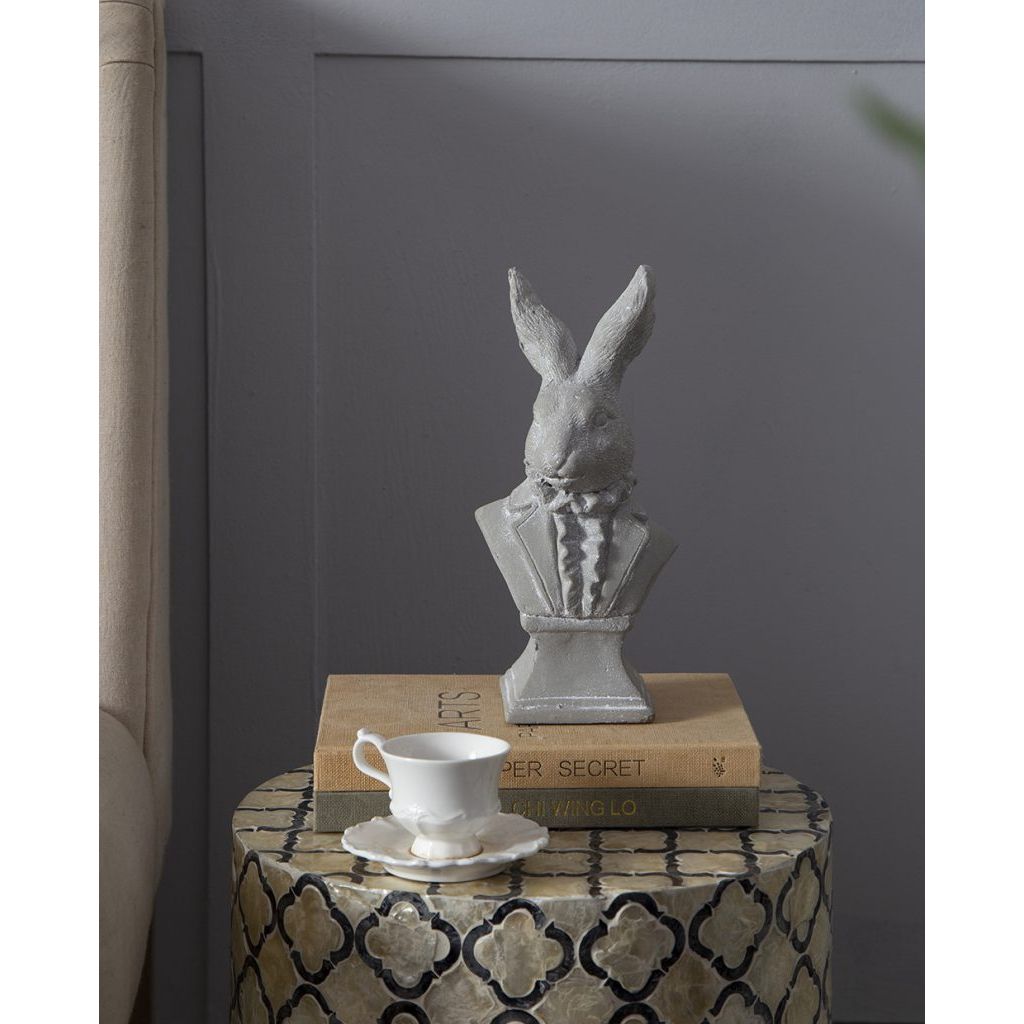Gray Cement Rabbit Bust
