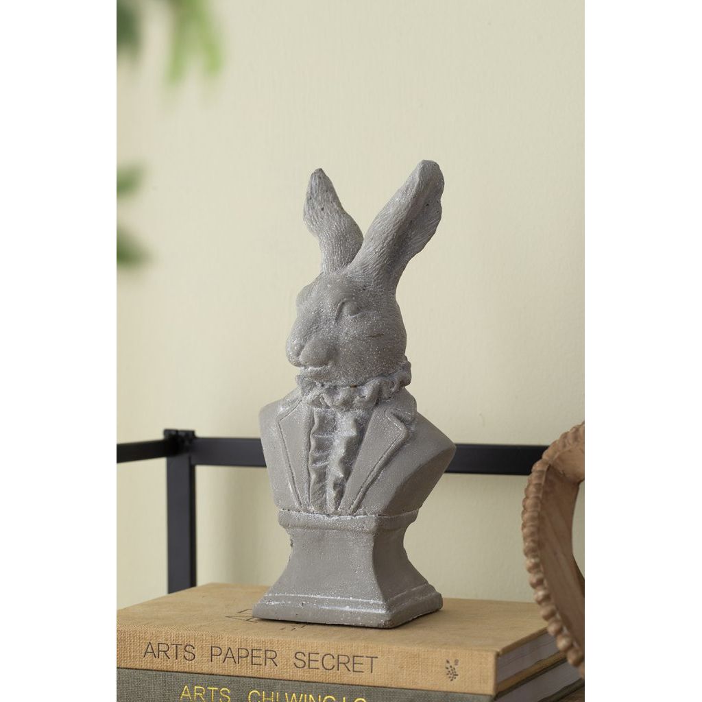 Gray Cement Rabbit Bust