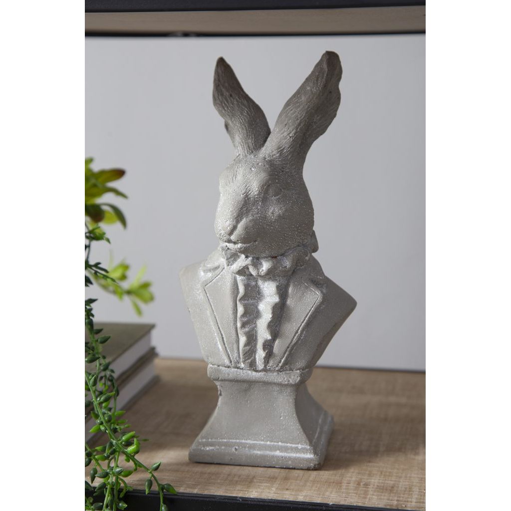 Gray Cement Rabbit Bust