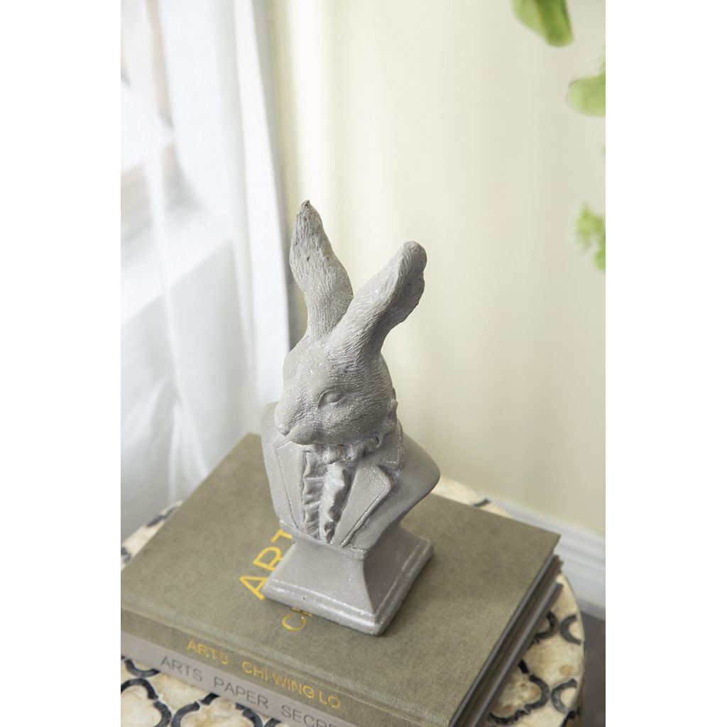 Gray Cement Rabbit Bust