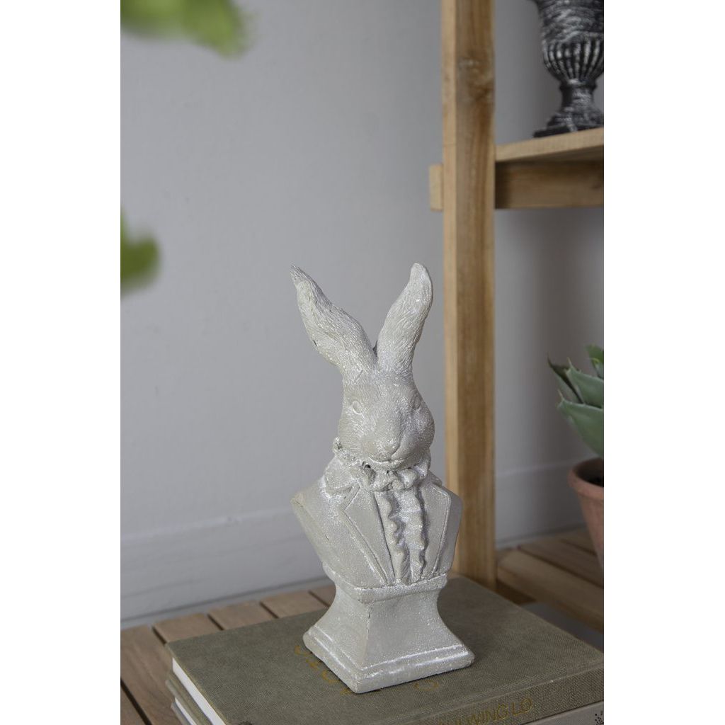 Gray Cement Rabbit Bust