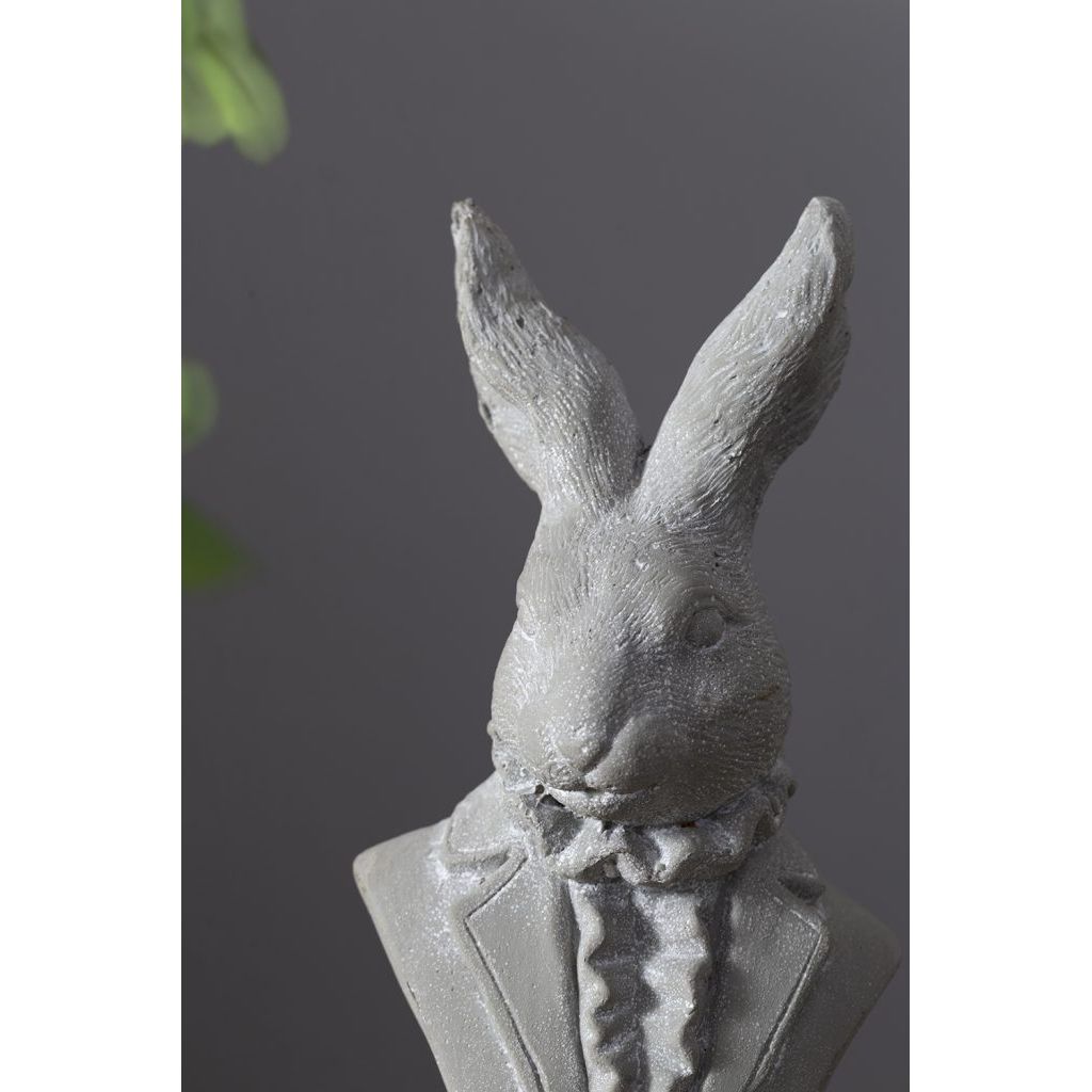 Gray Cement Rabbit Bust