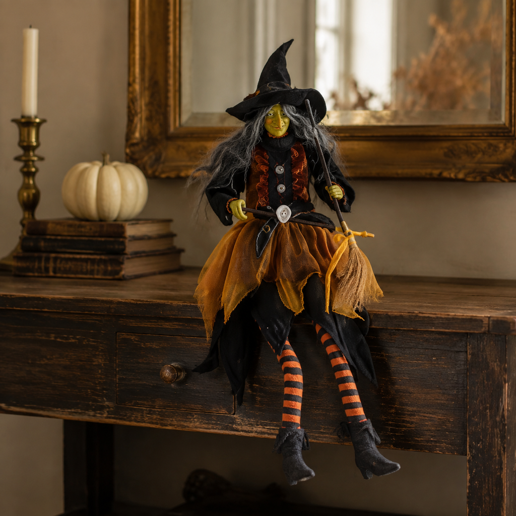 Sybil Sitting Witch with Broom