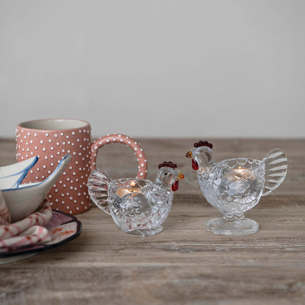 Clear Glass Hen Votive Holder