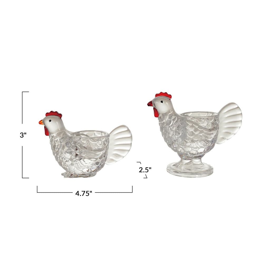 Clear Glass Hen Votive Holder