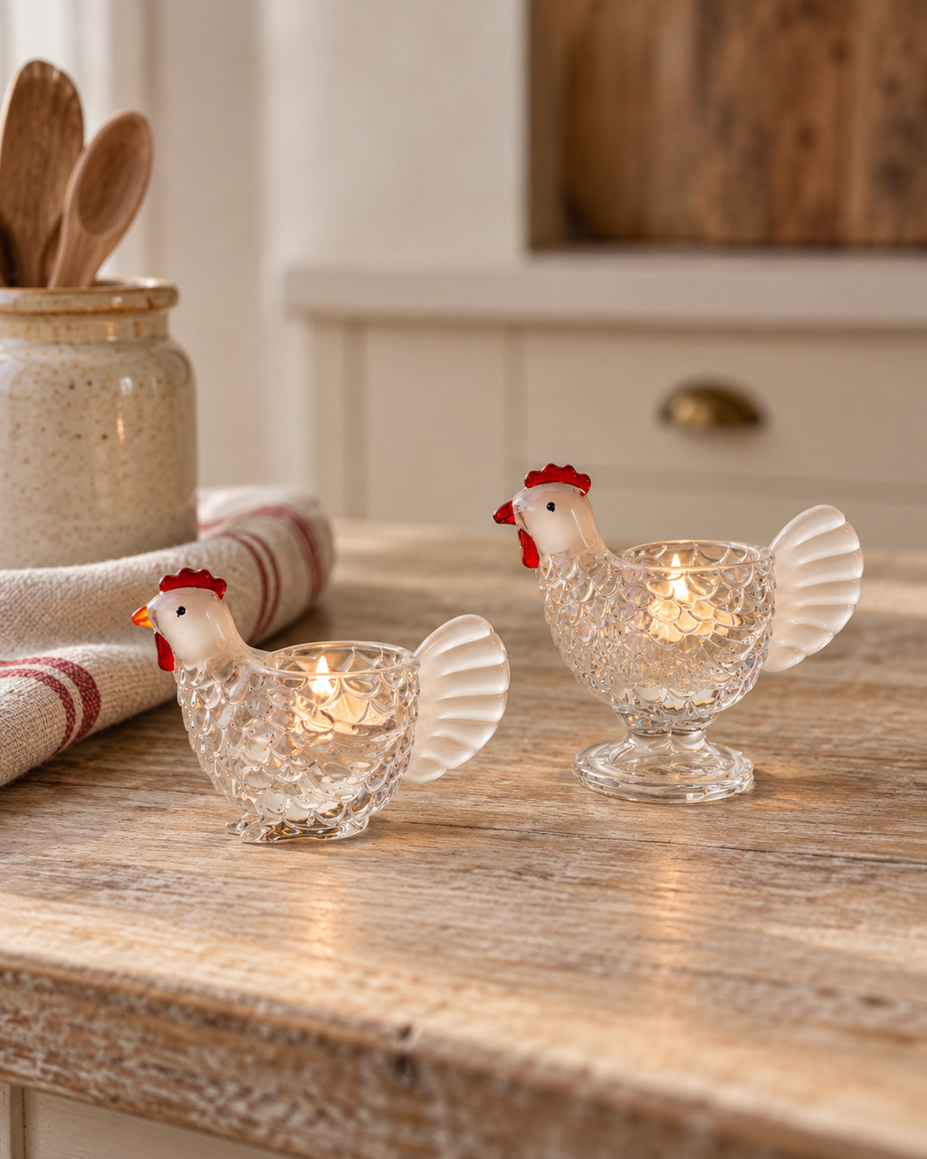 Clear Glass Hen Votive Holder