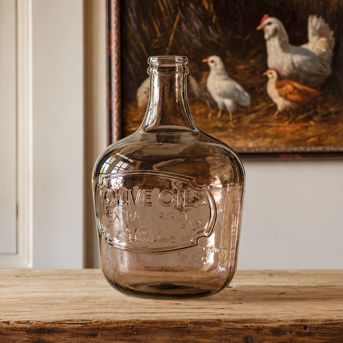 Oversized Amber Glass Olive Oil Carafe
