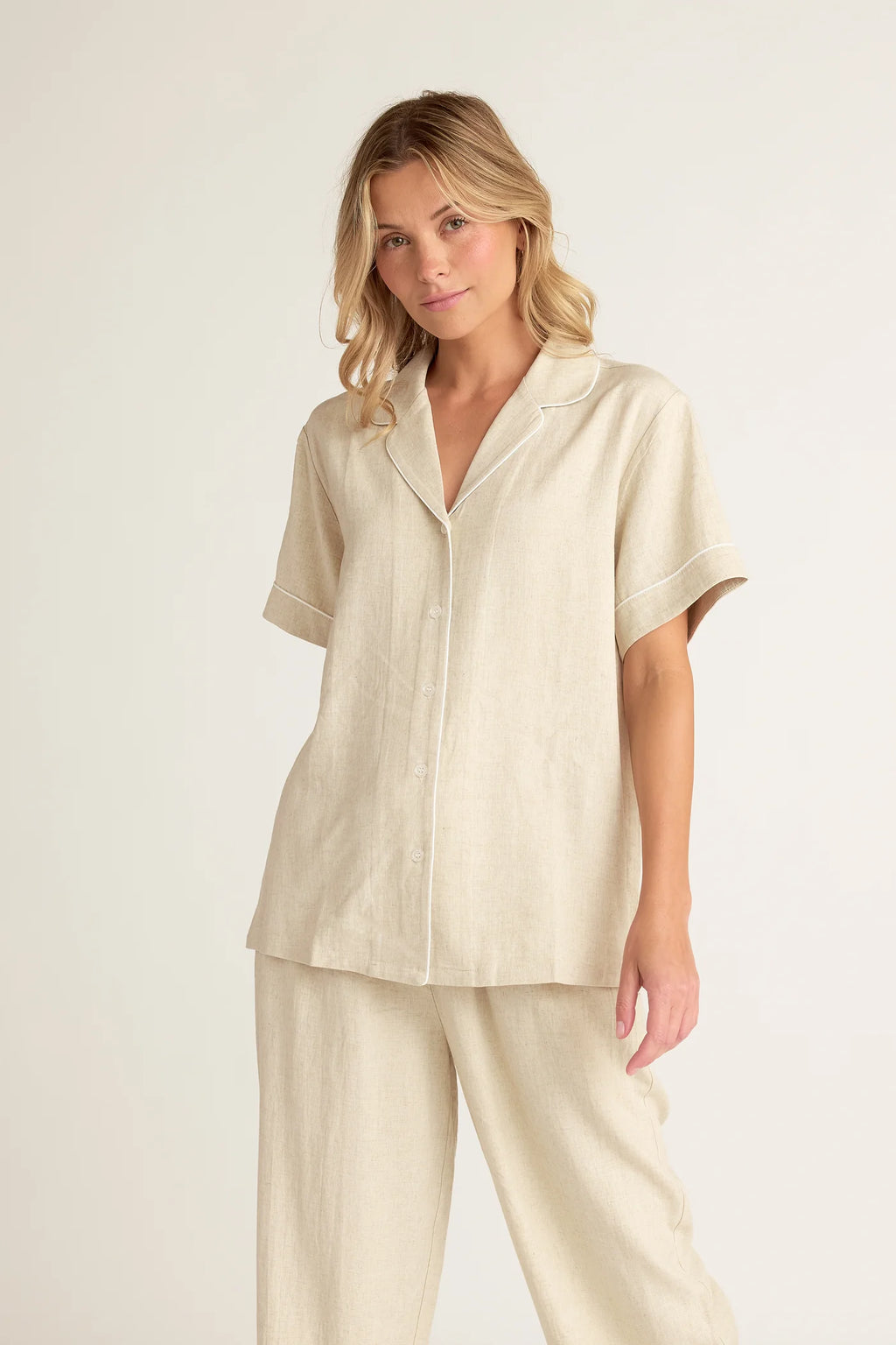 Linen Button-up Shirt | Natural