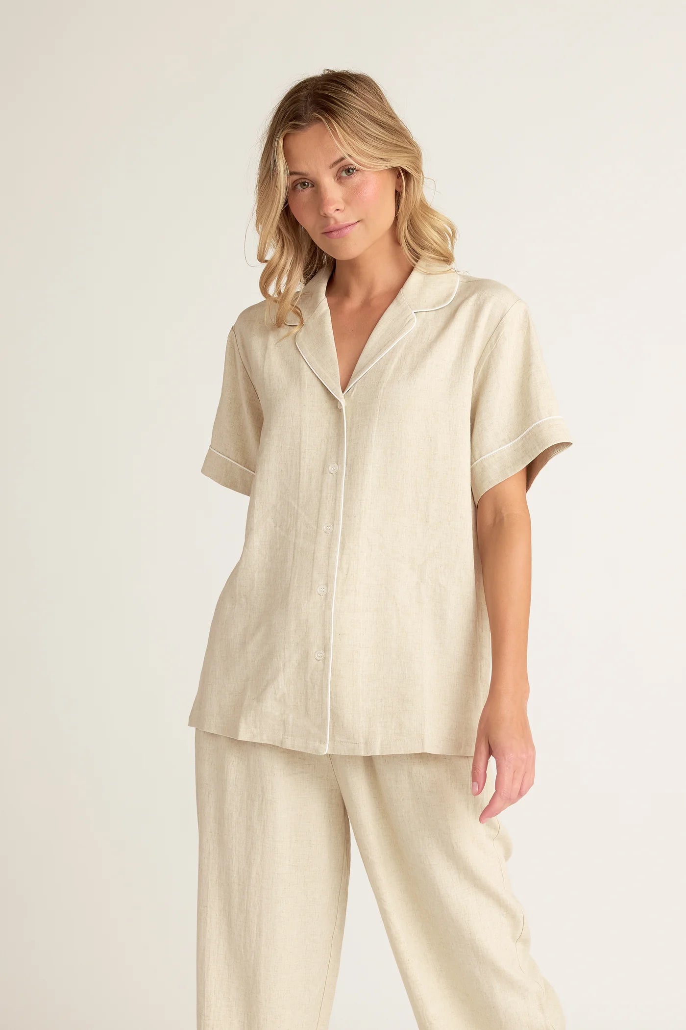 Linen Button-up Shirt | Natural