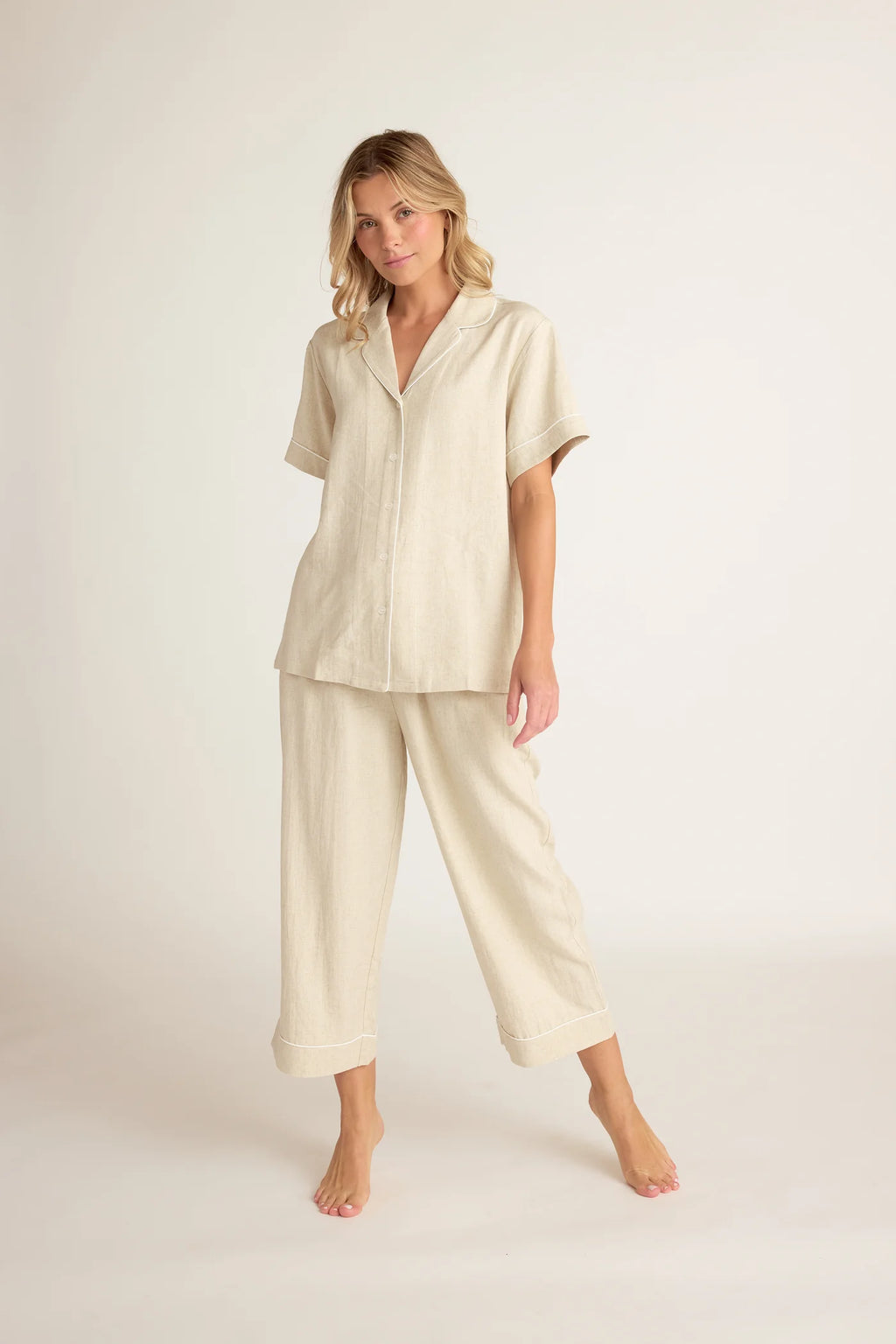 Linen Button-up Shirt | Natural