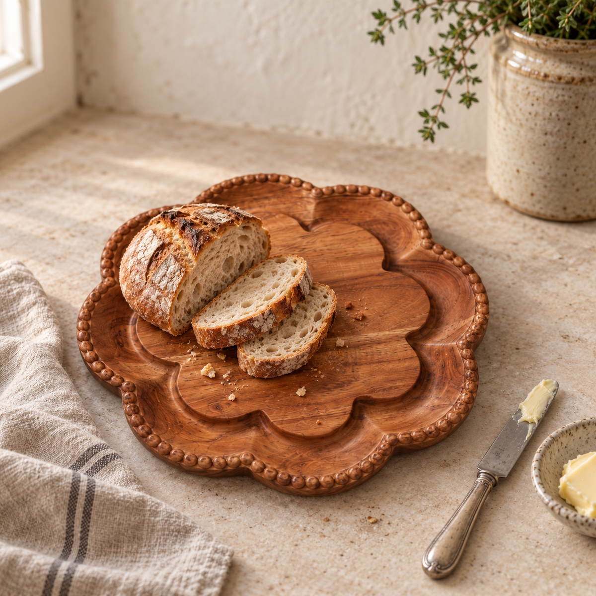 Vintage English Scalloped Bread Board