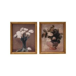 Framed Vintage Reproduction Print w/ Flowers & Vase
