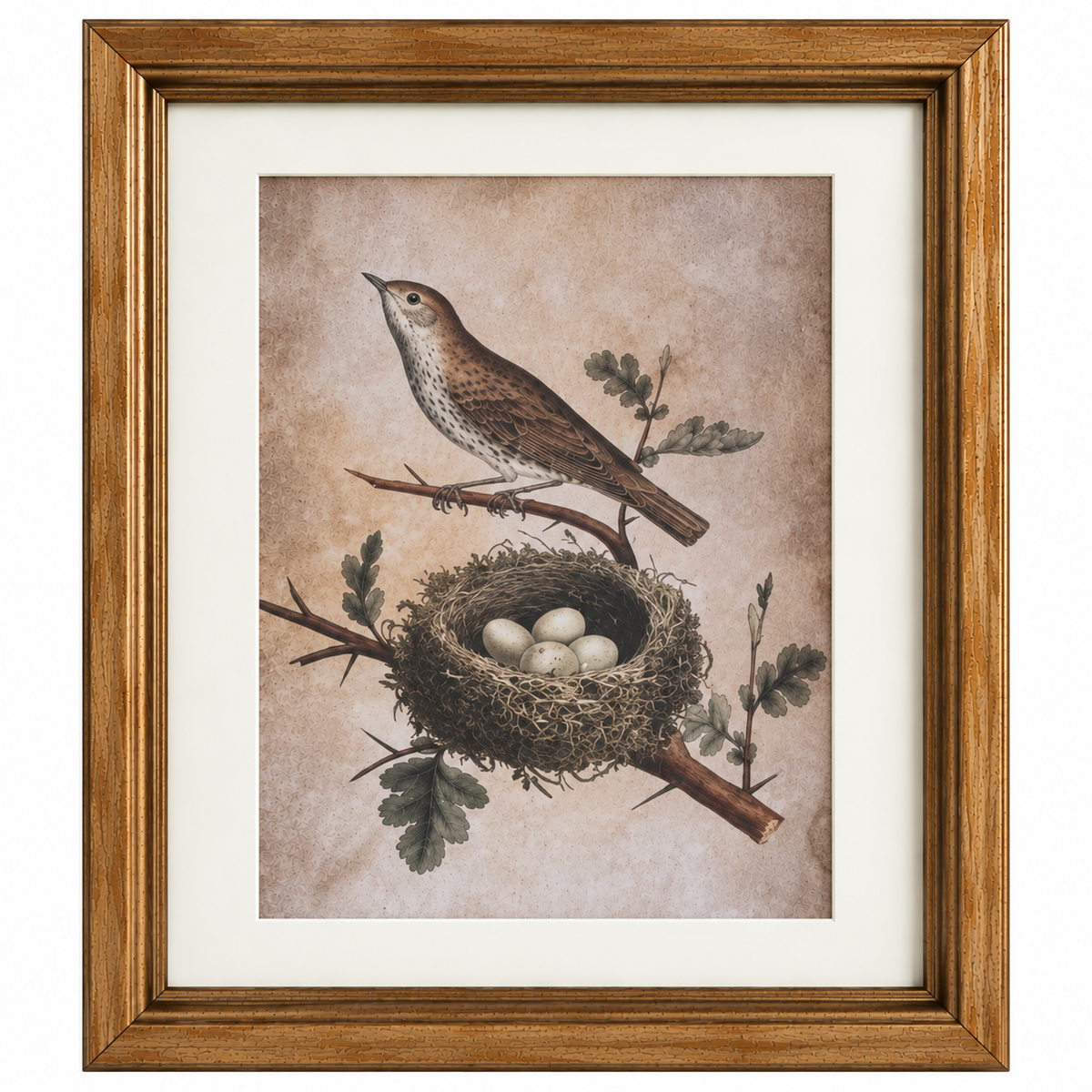 Vintage-Inspired Bird & Nest Framed Print