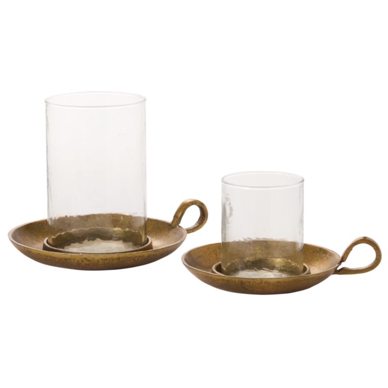 Antique Brass Hurricane Candleholder