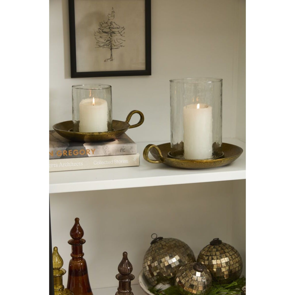 Antique Brass Hurricane Candleholder