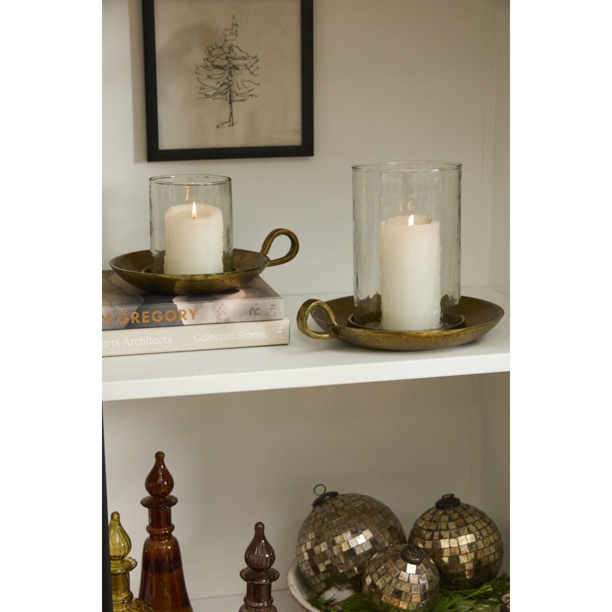 Antique Brass Hurricane Candleholder