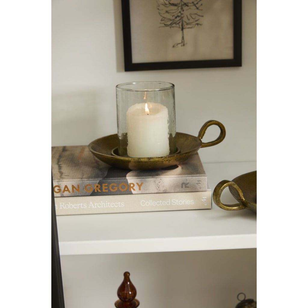 Antique Brass Hurricane Candleholder