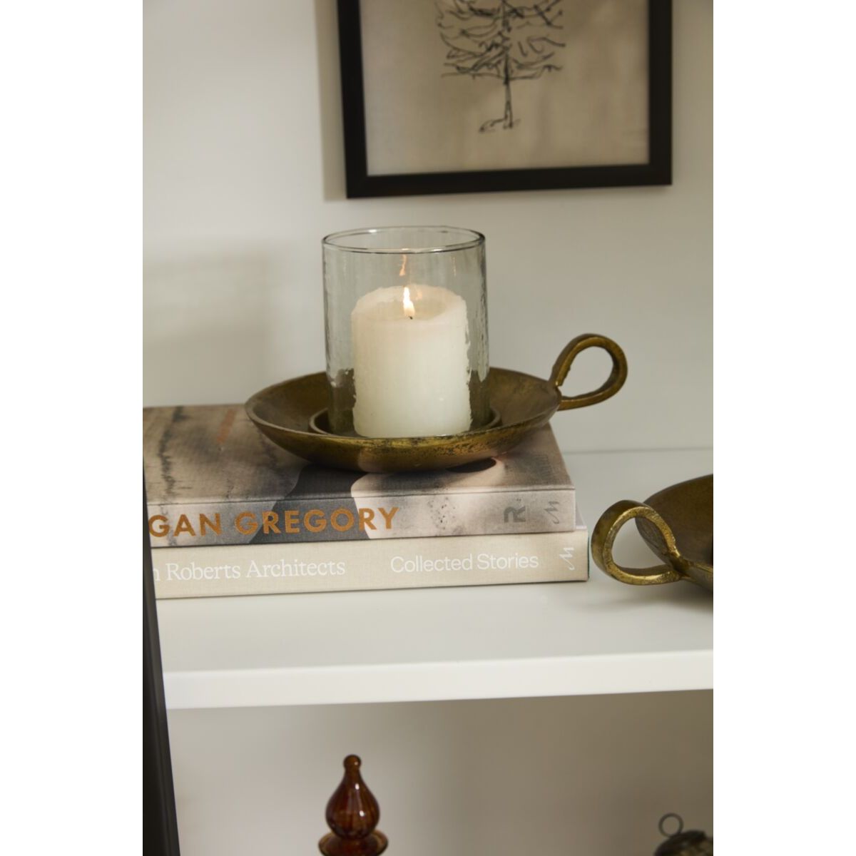Antique Brass Hurricane Candleholder