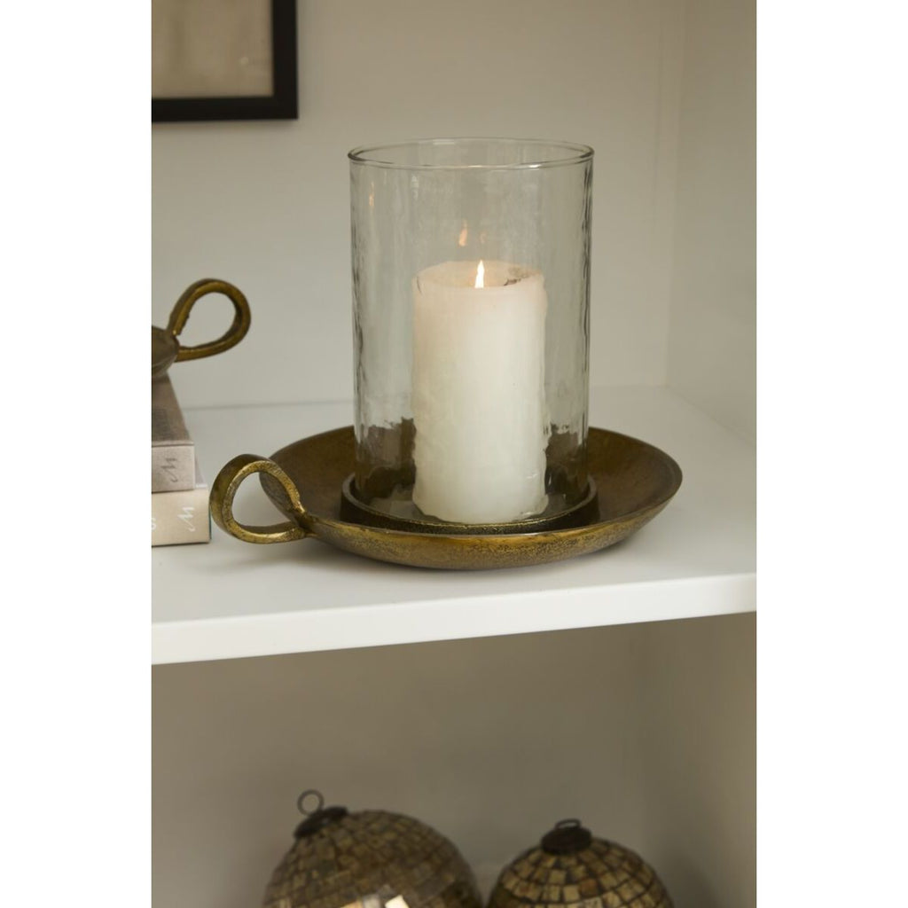 Antique Brass Hurricane Candleholder