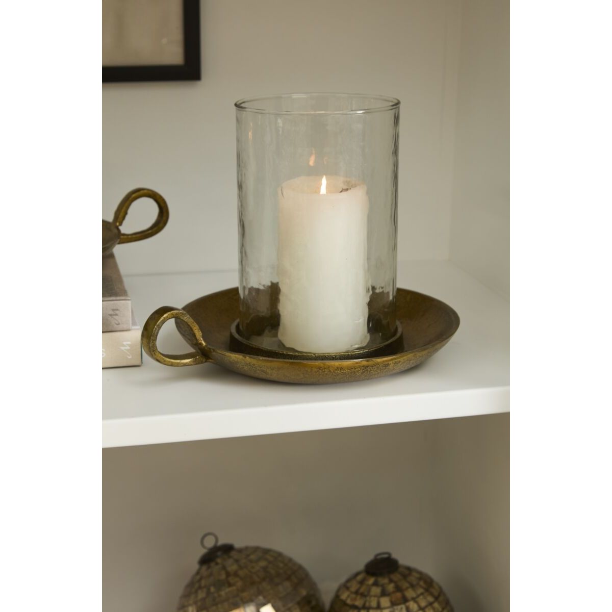 Antique Brass Hurricane Candleholder