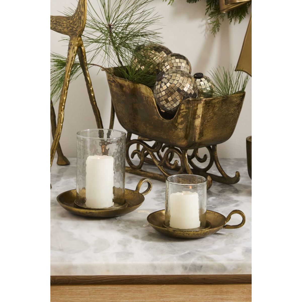 Antique Brass Hurricane Candleholder