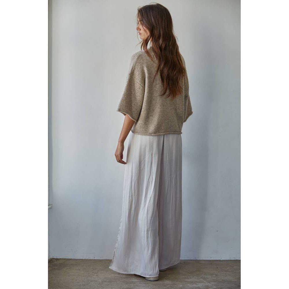 Knit Sweater Quarter Sleeve Button Up Cardigan Top