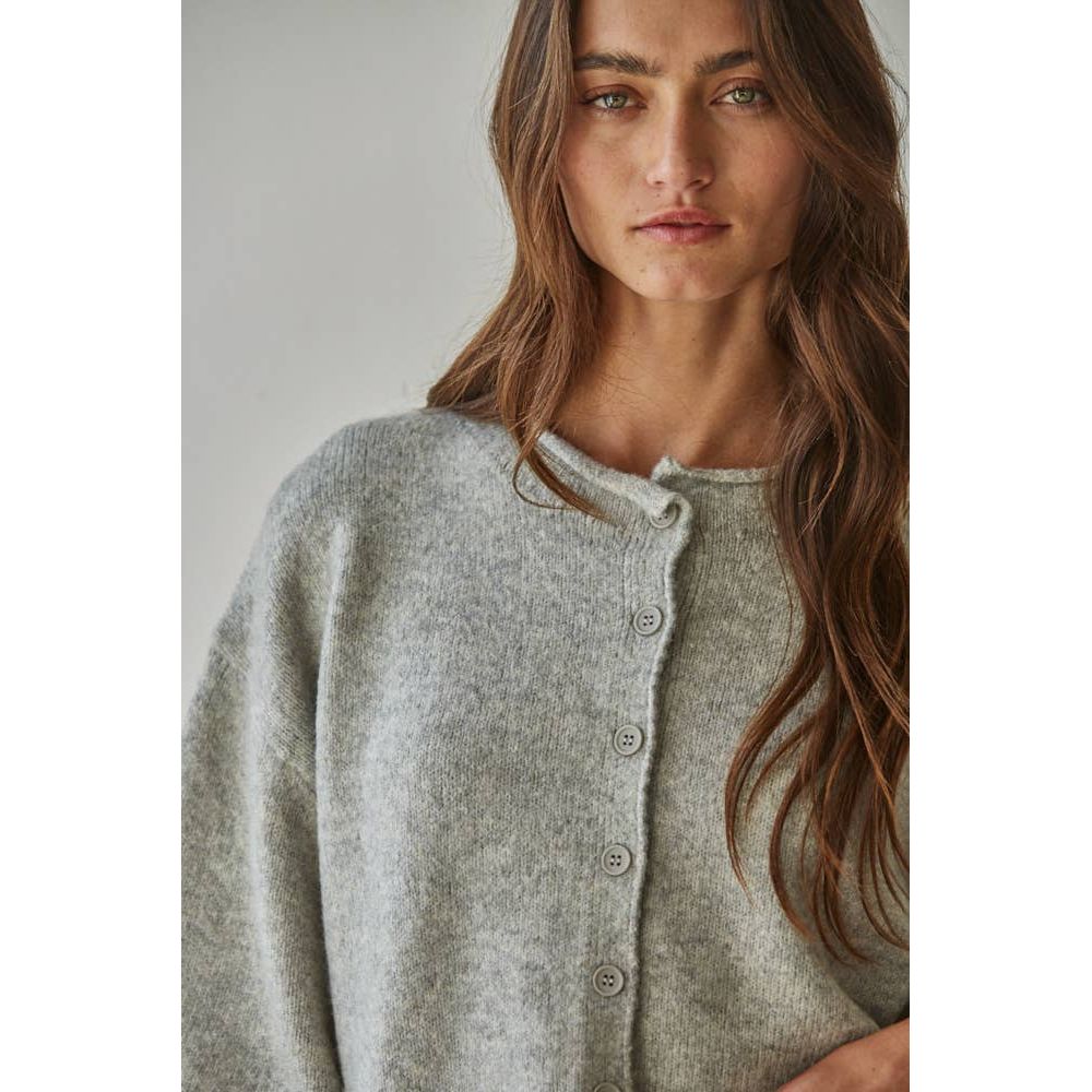 Knit Sweater Quarter Sleeve Button Up Cardigan Top