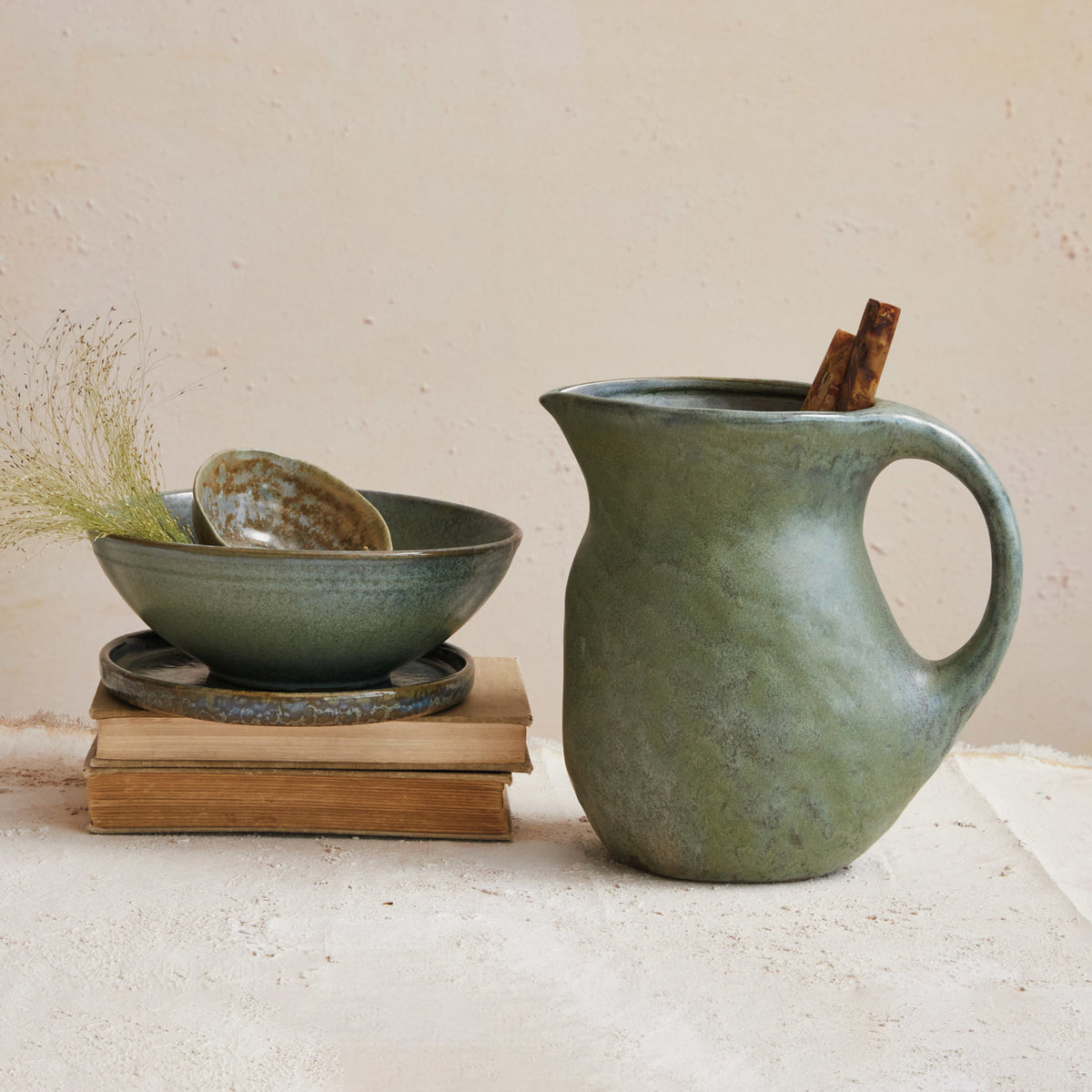 Stoneware Pitcher | Moss Green