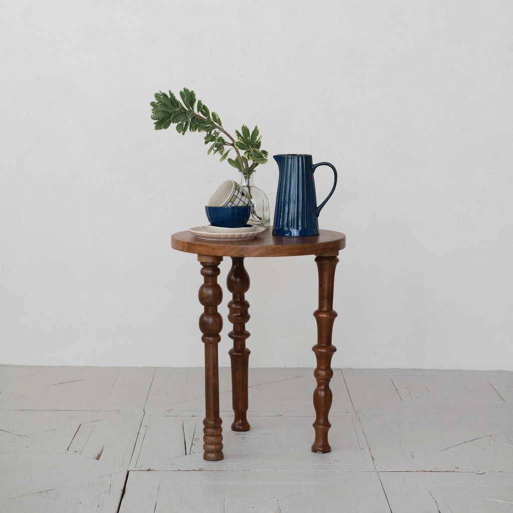 Mismatched Turned Leg Side Table | Walnut