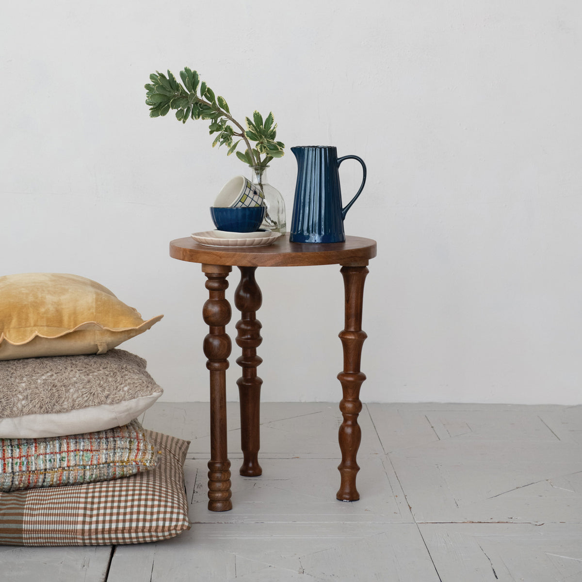 Mismatched Turned Leg Side Table | Walnut