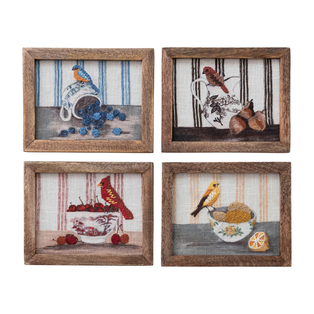 Embroidered Bird Still Life | 4 Styles
