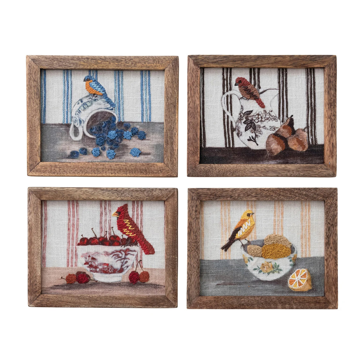 Embroidered Bird Still Life | 4 Styles