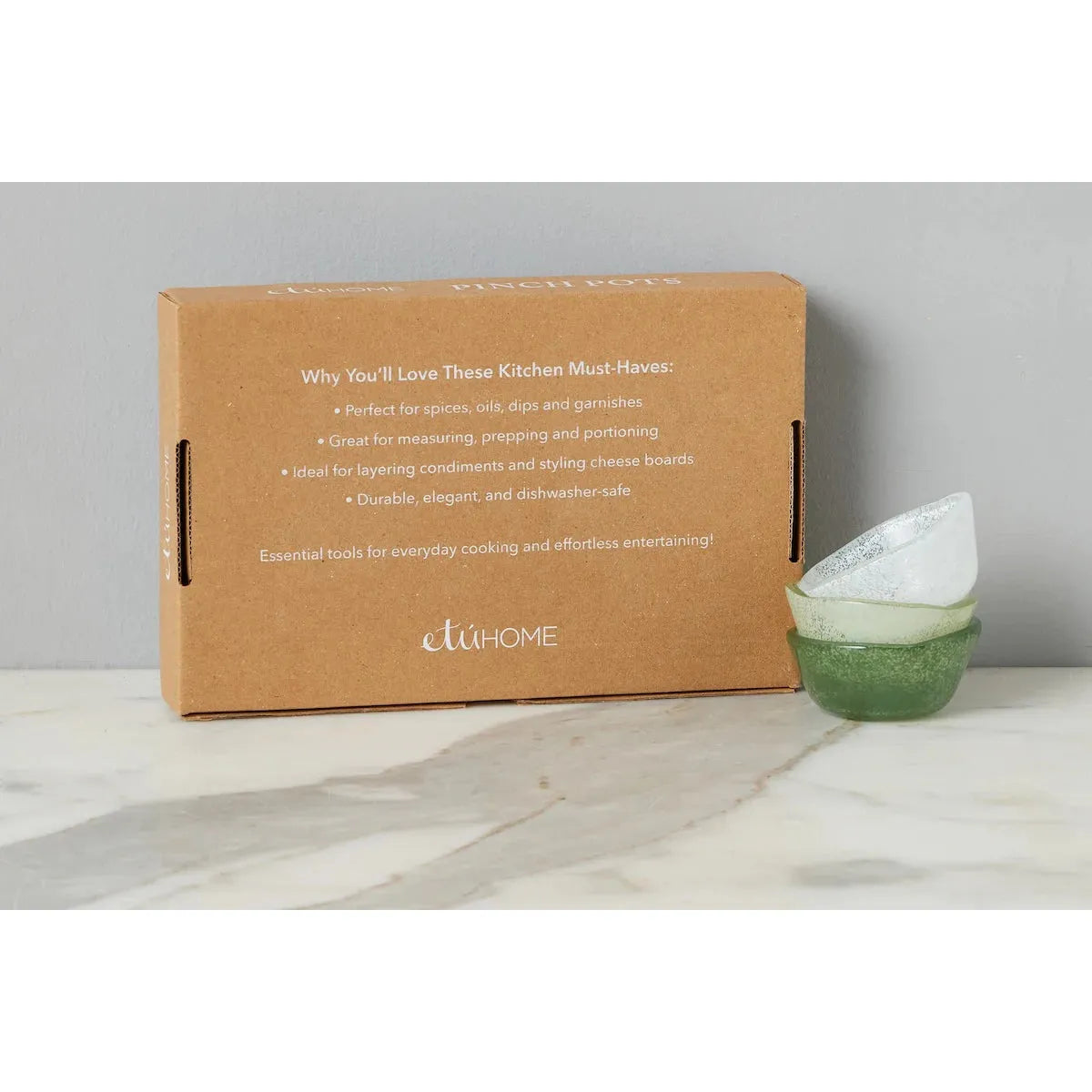 S/6 Boxed Glass Pinch Pots | Green Tones