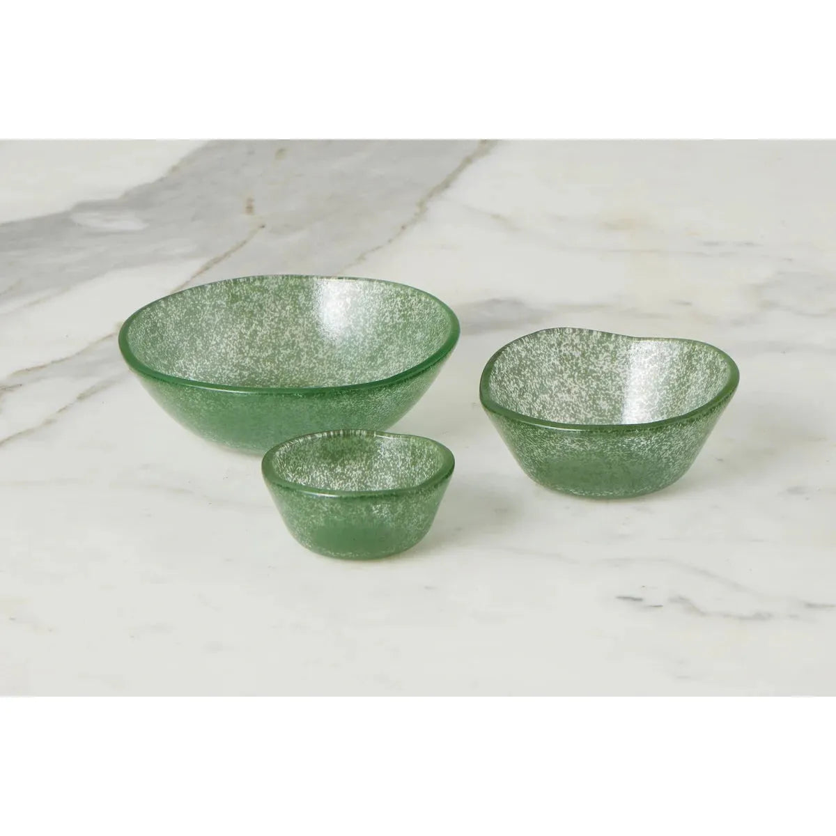 S/6 Boxed Glass Pinch Pots | Green Tones