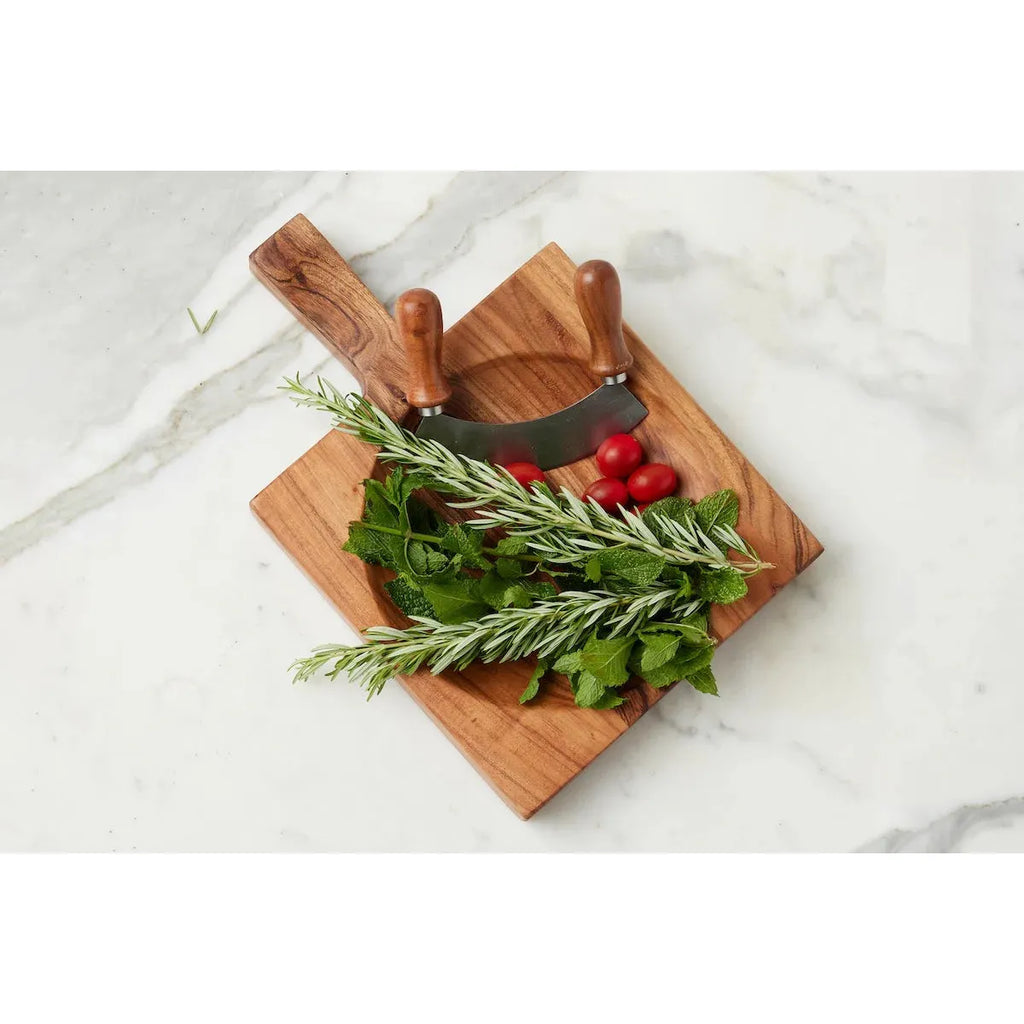 French Cutting Board Bowl w/ Mezzaluna | Small